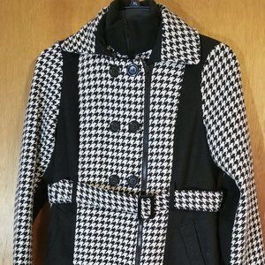 EUC Ladies Houndstooth Pea Coat Size Large